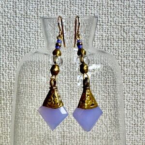 Handmade Earrings, natural periwinkle chalcedony
